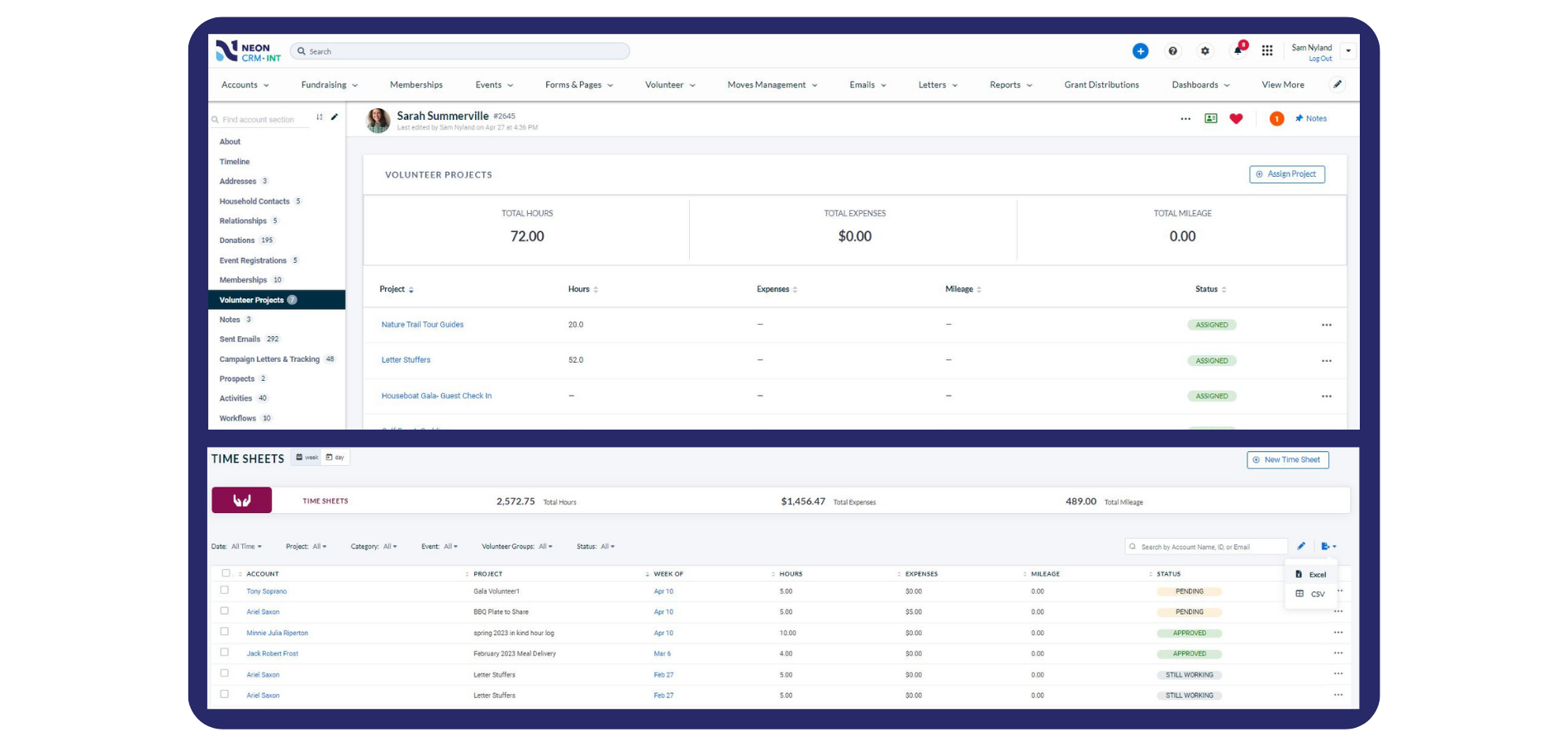 screenshot of Neon CRM